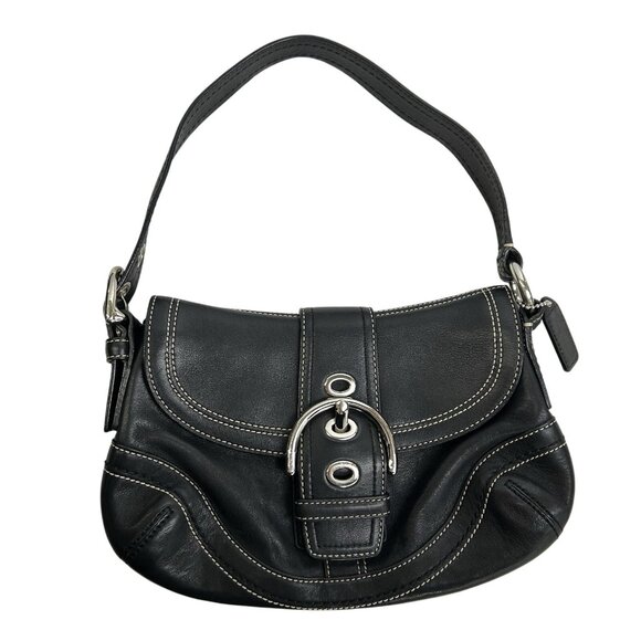 Vintage Y2K Coach Soho Buckle Black Leather Shoulder Bag Purse  